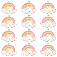 30Pcs Rack Plating Alloy Enamel Pendants, Rainbow with Heart, Light Gold, Colorful, 25x30x1mm, Hole: 1.6mm(ENAM-SC0002-85)