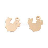 201 Stainless Steel Charms, Laser Cut, Chicken, Real 18k Gold Plated, 12x11x0.5mm, Hole: 1.4mm(STAS-B001-41G)