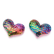 Glitter Sequins Fabric Heart Padded Patches, for DIY Crafts Clothes Hats Hairpin Ornament Accessories, Colorful, 41x54x10mm(X-DIY-WH0083-A02)