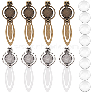 DIY Blank Dome Sull Bookmark Making Kit, Including Alloy Cabochon Setting, Glass Cabochons, Antique Bronze & Antique Silver, 16Pcs/box(DIY-SC0021-04)