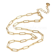 Ion Plating(IP) 304 Stainless Steel Paperclip Chain Necklace, Real 18K Gold Plated, 16.34 inch(41.5cm)(NJEW-D045-14G)