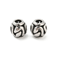 316 Surgical Stainless Steel  Beads, Snake, Antique Silver, 10x10mm, Hole: 4mm(STAS-Q304-42AS)