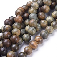 Natural Sandalwood Beads Strands, Round, Olive, 8mm, Hole: 1.2mm, about 51pcs/strand, 15.9 inch(40.5cm)(WOOD-F008-02-C)