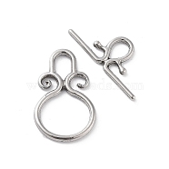 304 Stainless Steel Toggle Clasps, Stainless Steel Color, 23.5x15x2mm, Hole: 6x3.5mm(STAS-A092-01P)