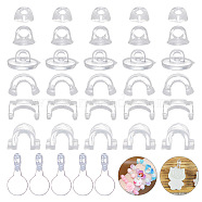 1400Pcs 7 Style AS Plastic Charm Base Settings, Hair Findings, DIY Hair Tie Accessories, Mixed Shape, Clear, 8~16x6~12x5.5~7.5mm, 200pcs/style(FIND-AR0004-30)