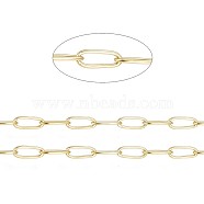 Ion Plating(IP) 304 Stainless Steel Paperclip Chains, Soldered, with Spool, Golden, 5.5x2.2x0.5mm, 20m/roll.(CHS-F010-01I-G)