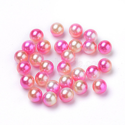 Rainbow Acrylic Imitation Pearl Beads, Gradient Mermaid Pearl Beads, No Hole, Round, Hot Pink, 5mm, about 5000pcs/bag(OACR-R065-5mm-04)