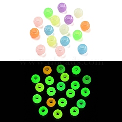100Pcs Luminous Acrylic Beads, Glow in the Dark, Rondelle, Mixed Color, 9x6mm, Hole: 4mm(OACR-FP0001-12)