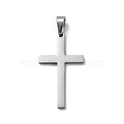 Tarnish Resistant 304 Stainless Steel Pendants, Cross, Stainless Steel Color, 39~42x22~23x1.5mm, Hole: 10x4.5mm(STAS-I135-26P)