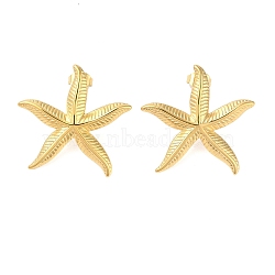 304 Stainless Steel Stud Earrings for Women, Starfish, Real 18K Gold Plated, 27.5x28.5mm(EJEW-P289-01A-G)