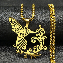 304 Stainless Steel Pendant Necklaces, Phoenix, Golden, 23.31 inch(59.2cm)(NJEW-C066-15G)