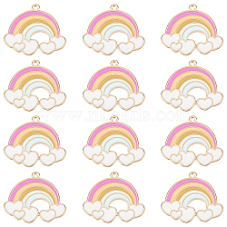 30Pcs Rack Plating Alloy Enamel Pendants, Rainbow with Heart, Light Gold, Colorful, 25x30x1mm, Hole: 1.6mm(ENAM-SC0002-85)