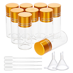Glass Bead Containers, with Aluminum Lid,Disposable Plastic Transfer Pipettes, Mini Transparent Plastic Funnel Hopper, Gold, 2.15x5.2cm, 26pcs/box(CON-BC0001-49)