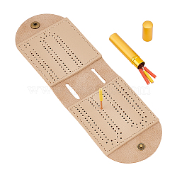 PU Outdoor Cribbage Card Game Scoreboard, Playing Card Game Scoring Board, with Pegs, Dark Goldenrod, 124.5x84.5x34mm(AJEW-WH0033-05)