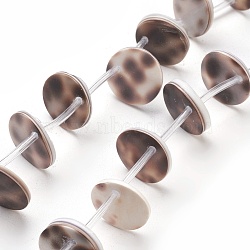 Natural Tiger Cowrie Shell Beads Strands, Flat Round, 13x2~3.5mm, Hole: 0.5~1mm, about 25pcs/strand, 13.3 inch~13.8 inch(34~35cm)(X-BSHE-L037-12B)