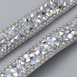 Hotfix Resin Rhinestone Tape, Iron on Patches, with Iron Curb Chain, Rhinestone Trimming, Costume Accessories, Clear AB, 3/8 inch(10mm)(OCOR-WH20007-220)