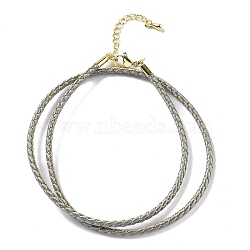 Polyester Cord Braided Necklace Makings, with Brass Findings, Stainless Steel Clasps, Long-Lasting Plated, Golden, Light Grey, 18-3/4 inch(47.5cm)(MAK-L043-03G-25)