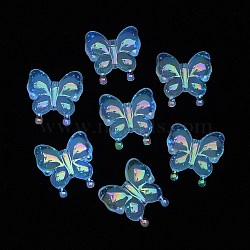 Luminous UV Plating Rainbow Iridescent Acrylic Beads, Glow in the Dark, Butterfly, Light Yellow, 30x29x10.5mm, Hole: 2mm(OACR-F006-03G)