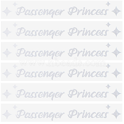 PVC Passenger Princess Self Adhesive Car Stickers, Waterproof Word Car Rearview Mirror Decorative Decals for Car Decoration, Silver, 18x105x0.3mm(STIC-WH0013-11C)