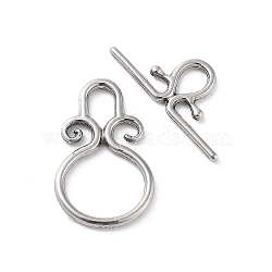 Non-Tarnish 304 Stainless Steel Toggle Clasps, Stainless Steel Color, 23.5x15x2mm, Hole: 6x3.5mm, Bar: 10x24x1.5mm, Hole: 5x3.5mm(STAS-A092-01P)