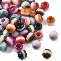 Opaque Acrylic European Beads, Rondelle, Large Hole Bead, Two Tone, Mixed Color, 9.5x7.5~8mm, Hole: 5mm(OACR-Z036-05B-01)