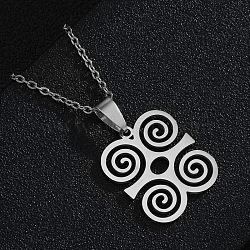 201 Stainless Steel African Dwennimmen Adinkra Symbol Pendant 304 Stainless Steel Cable Chain Necklaces for Women, Stainless Steel Color, 19.69 inch(50cm), pendant: 26x23mm(FS-WGEEA52-02)