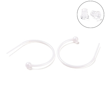 Hypoallergenic Bioceramics Zirconia Ceramic Ring Stud Earrings, Half Hoop Earrings, No Fading and Nickel Free, WhiteSmoke, 24x3.5x21mm
