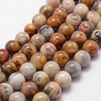 Natural Crazy Agate Beads Strands, Round, 10mm, Hole: 1mm, about 40pcs/strand, 15 inch