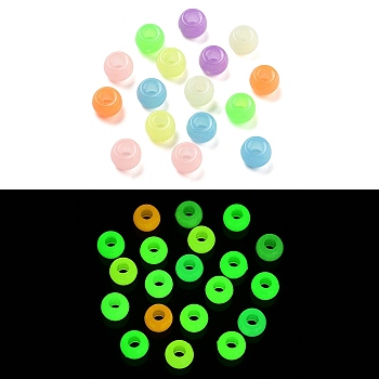 100Pcs Luminous Acrylic Beads, Glow in the Dark, Rondelle, Mixed Color, 9x6mm, Hole: 4mm