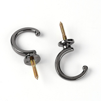 Zinc Alloy Hook Hanger, C-shaped, Gunmetal, 74.5x37x20mm, 2pcs/set