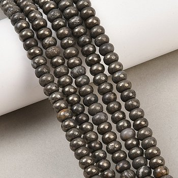 Natural Pyrite Beads Strands, Rondelle, 6.5x4.5mm, Hole: 0.9mm, about 86pcs/strand, 15.08 inch(38.3cm)