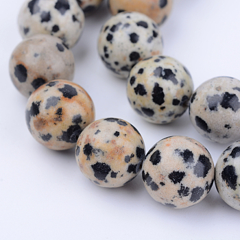 Natural Dalmatian Jasper Beads Strands, Round, 10~10.5mm, Hole: 1.2mm, about 36pcs/strand, 15.5 inch