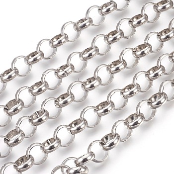 304 Stainless Steel Rolo Chains, Belcher Chain, Unwelded, Stainless Steel Color, 12mm