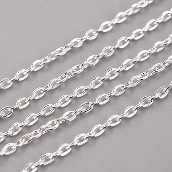 Iron Cable Chains, Unwelded, with Card Paper, Silver Color Plated, Link: 3x2mm, about 32.8 Feet(10m)/card