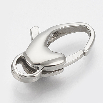 304 Stainless Steel Lobster Claw Clasps, Oval, Stainless Steel Color, 20x11x5mm, Hole: 2x4.5mm