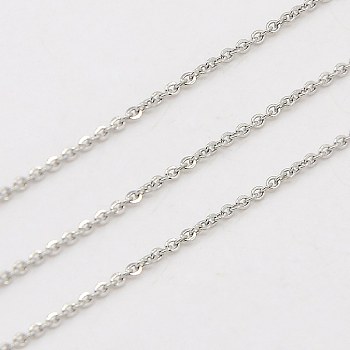 304 Stainless Steel Cable Chains, Soldered, with Spool, Flat Oval, Stainless Steel Color, 2x1.5mm