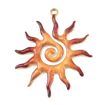 304 Stainless Steel Pendants, Sun, Sandy Brown, 40x34x2mm, Hole: 2mm