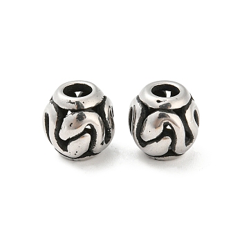 316 Surgical Stainless Steel  Beads, Snake, Antique Silver, 10x10mm, Hole: 4mm