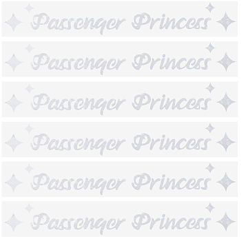 PVC Passenger Princess Self Adhesive Car Stickers, Waterproof Word Car Rearview Mirror Decorative Decals for Car Decoration, White, 18x105x0.3mm