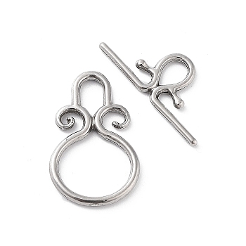 304 Stainless Steel Toggle Clasps, Stainless Steel Color, 23.5x15x2mm, Hole: 6x3.5mm