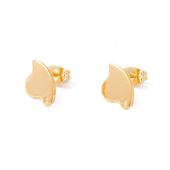 201 Stainless Steel Stud Earring Findings with Hole, 304 Stainless Steel Pins and Ear Nuts, Real 24K Gold Plated, 12x9mm, Hole: 1.4mm, Pin: 0.8mm