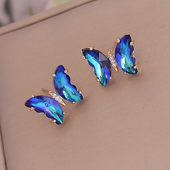 Fashionable Gradient Butterfly Earrings for Women, Stylish Stud Earrings, Golden