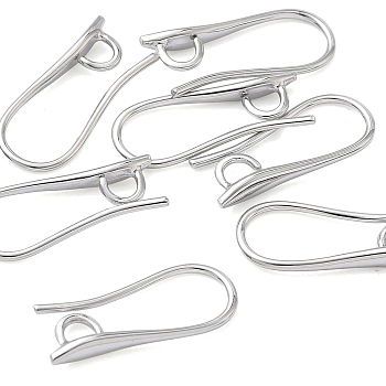 SHEGRACE Brass Earring Hooks, Ear Wire, with Loop, Cadmium Free & Nickel Free & Lead Free, Long-Lasting Plated, Real Platinum Plated, 18~19x2.5mm, Hole: 2.5mm, Pin: 0.8mm