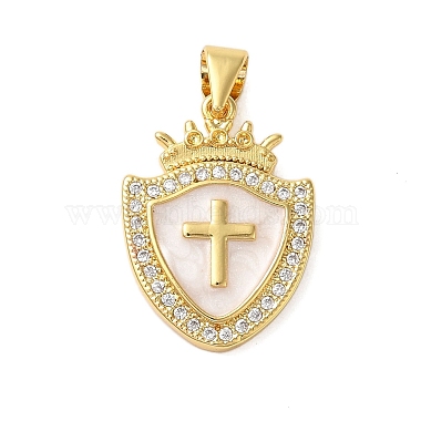 Real 18K Gold Plated Clear Cross Brass+Cubic Zirconia+Enamel Pendants