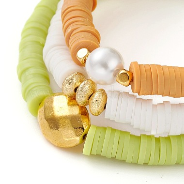 3 pièces 3 styles en argile polymère heishi perles ensembles de bracelets extensibles(BJEW-JB05920)-2