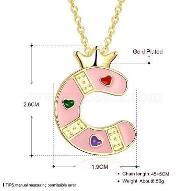 Fashion Tin Alloy Enamel Initial Pendant Necklaces(NJEW-BB20985-C)-6
