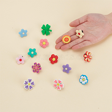 WADORN 28Pcs 14 Styles Flower/Clover PVC Plastic Shoelace Charms(FIND-WR0011-32)-3