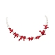 Dyed Synthetic Red Coral Chips & Natural Shell Pearl Graduated Beaded Necklaces for Women(NJEW-TA00065)-5