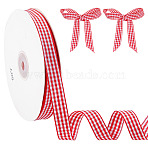 Polyester Ribbons, Tartan, for Clothes Accessories, Red, 5/8 inch(15mm), about 50.00 Yards(45.72m)/Roll(SRIB-WH0011-359B-01)