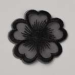 Organza Embroidery Sew on Appliques, Sewing Craft Decoration for Wedding Dress, Cheongsam, Flower, Black, 50x50x1.5mm(PATC-WH0008-61F)